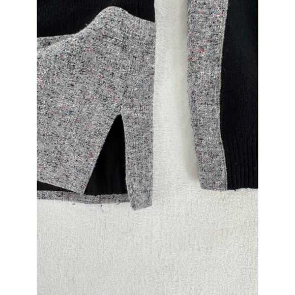J Crew Black Wool Cashmere Blend Sweater Gray Mix Media Patch M - Picture 6 of 9